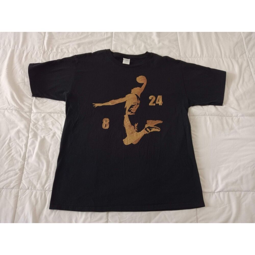 Kobe Bryant 8 Dunkman 24 Logo Black & Gold T-shirt Men's Large Black Mamba LA